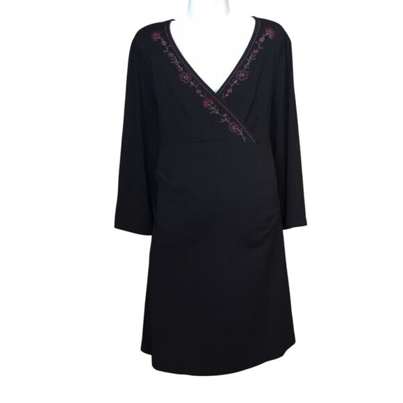Motherhood Maternity Black Floral Tie Back Dress - Picture 1 of 7